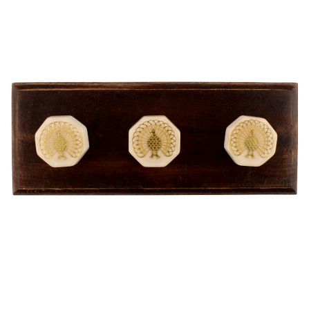 Golden Peacock Octagon Resin Wooden Hooks